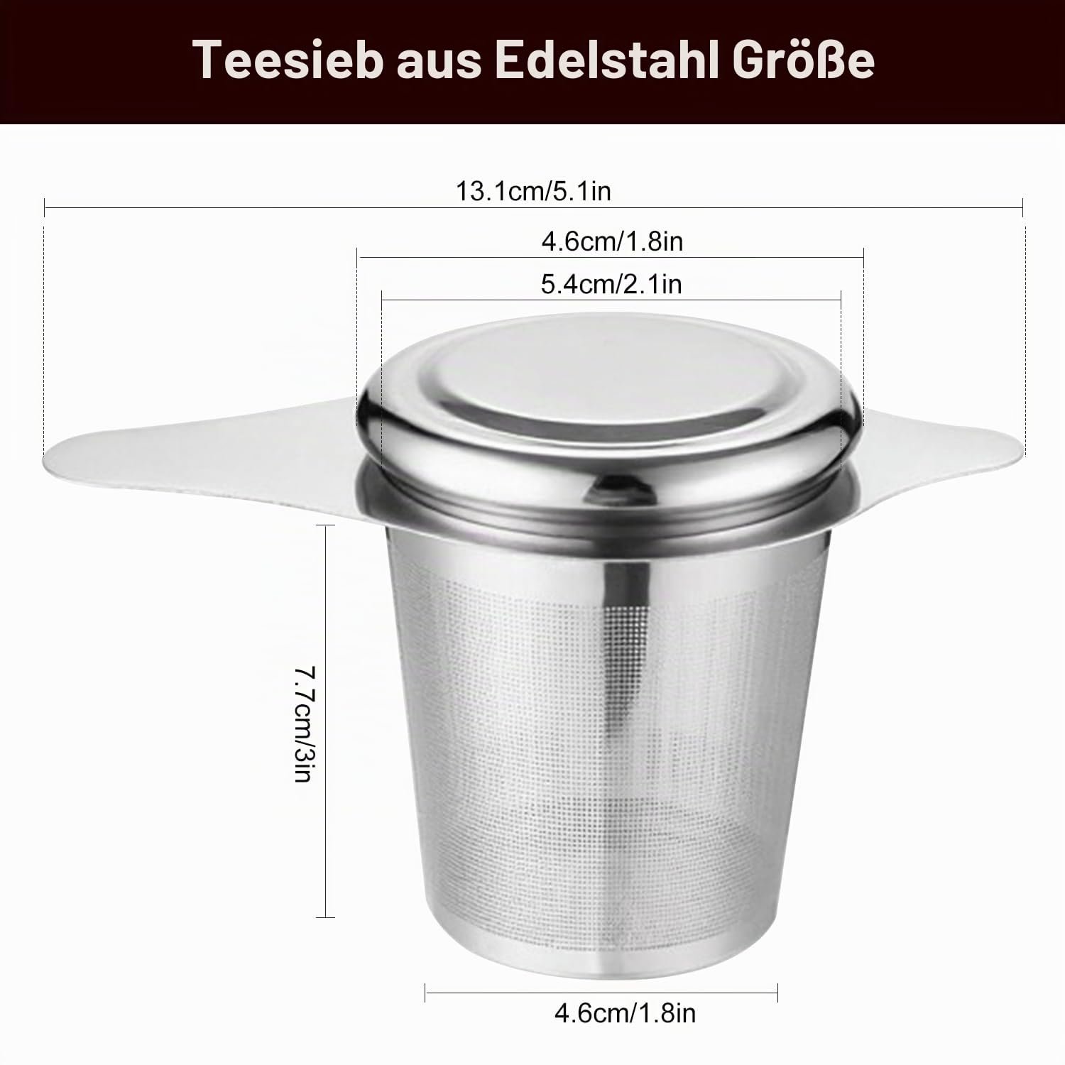 2 Stück Teesieb für Losen Tee, 304 Teesieb Edelstahl, Wiederverwendbar, Feinmaschiges Tea Infuser für die Meisten Tee-Tassen und Tee-Schalen, Spülmaschinengeeignet