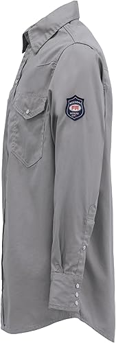 Miniatura 77 de BOCOMAL FR Shirts 6.25oz Camisas de soldadura ligeras Camiseta ignífuga para hombre ignífuga Rojo/Blanco,Gris,claro,Azul marino con broche