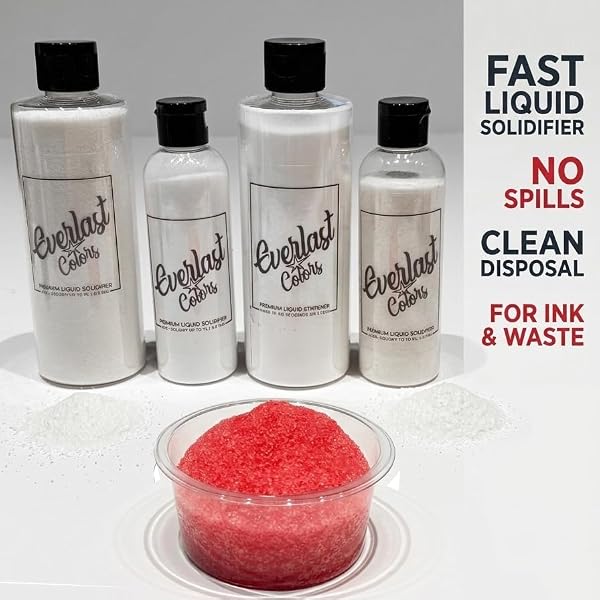 Everlast Colors Premium Liquid Solidifier, Fast-Acting Waste Stiffener, Hardens in 30 Seconds, for Tattoo and PMU Studios (8oz Bottle) - 4