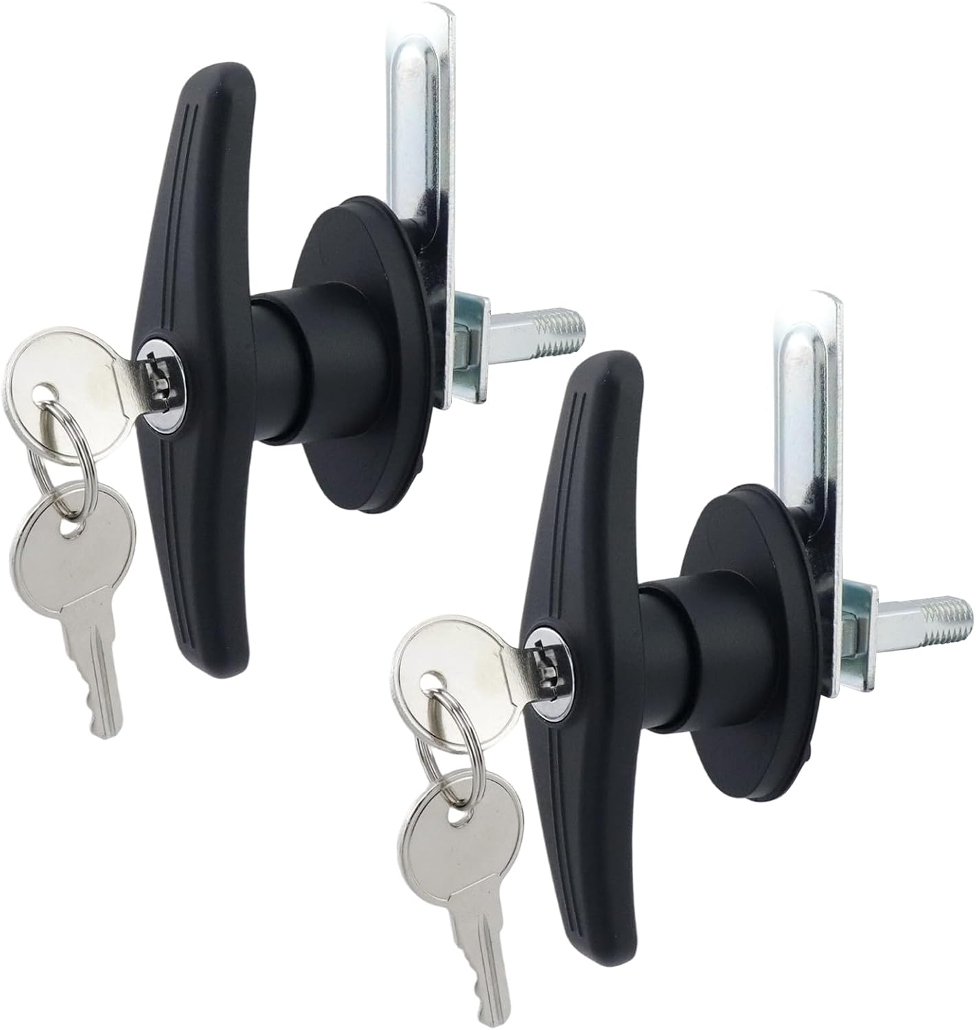 2pcs Truck Cap Locking T-Handles with Keys Heavy Duty Truck Cap Camper Shell T-Handle Locks Keyed Alike Black RV Door Latches Right Side Truck Bed Topper Door Lock Replacement (Right Side)