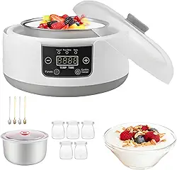 Máquina de iogurte probiótico, máquina de iogurte totalmente automática de 1,2 litro, máquina de iogurte com controle de temperatura e tempo, iogurte para iogurte grego caseiro, vegano