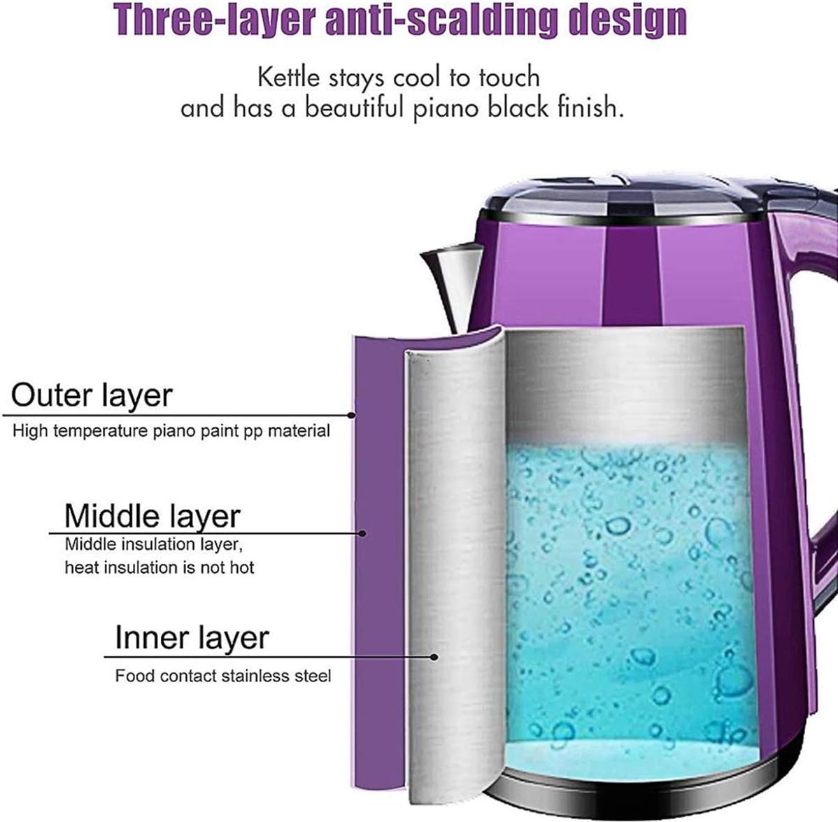 Kettles, Electric Kettle 2.3L Large Capacity High Power for Fast Heating Electric Tea Kettle,Stainless Steel Kettle,Cordless Kettle Auto Shut-Off Seamless Liner,1500W