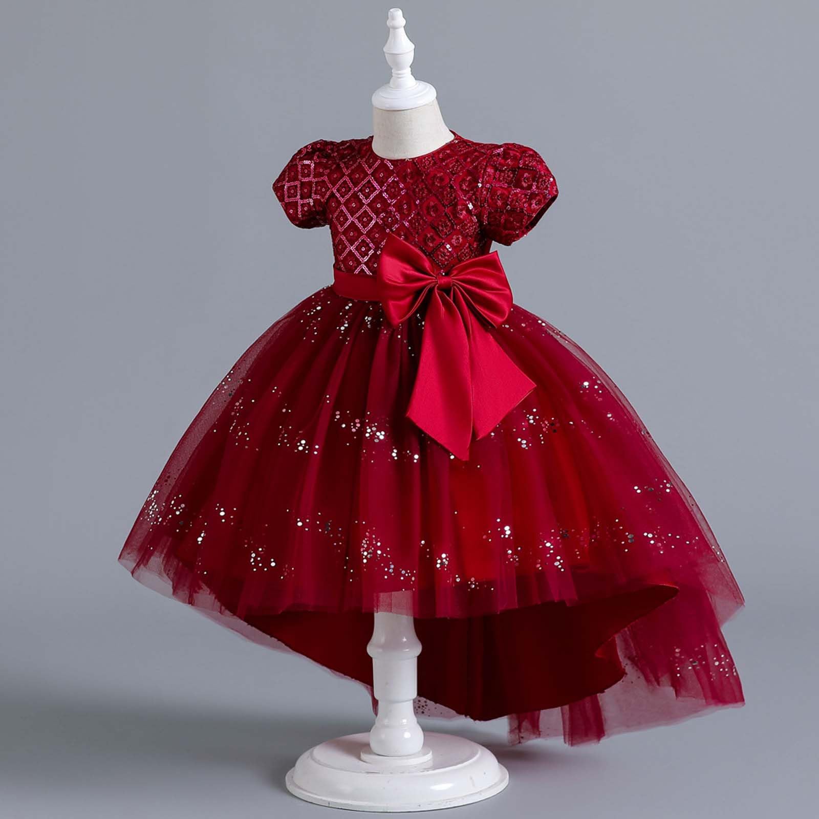 Generico Gonna Tulle Bambina Tutu Ballerina Bambina Gonna A Vita Alta Abito da Festa con Fiocco E Tutu Romantica per Compleanni E Recital