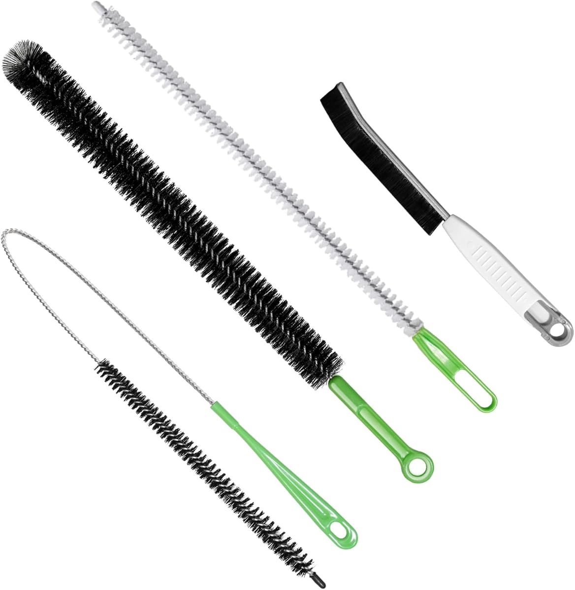 4pcs Flexible Cleaning Brush Set for Dryer Vents, Fridge Coils, HVAC Systems & Tight Spaces – Multi-Use Lint and Dust Remover with Crevice Brush and Detailing Tools