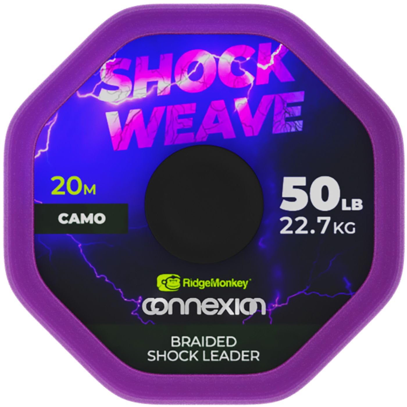 RidgeMonkey Lobe Line for Carp Fishing 50 lb Shock Weave Braided Shock Leader