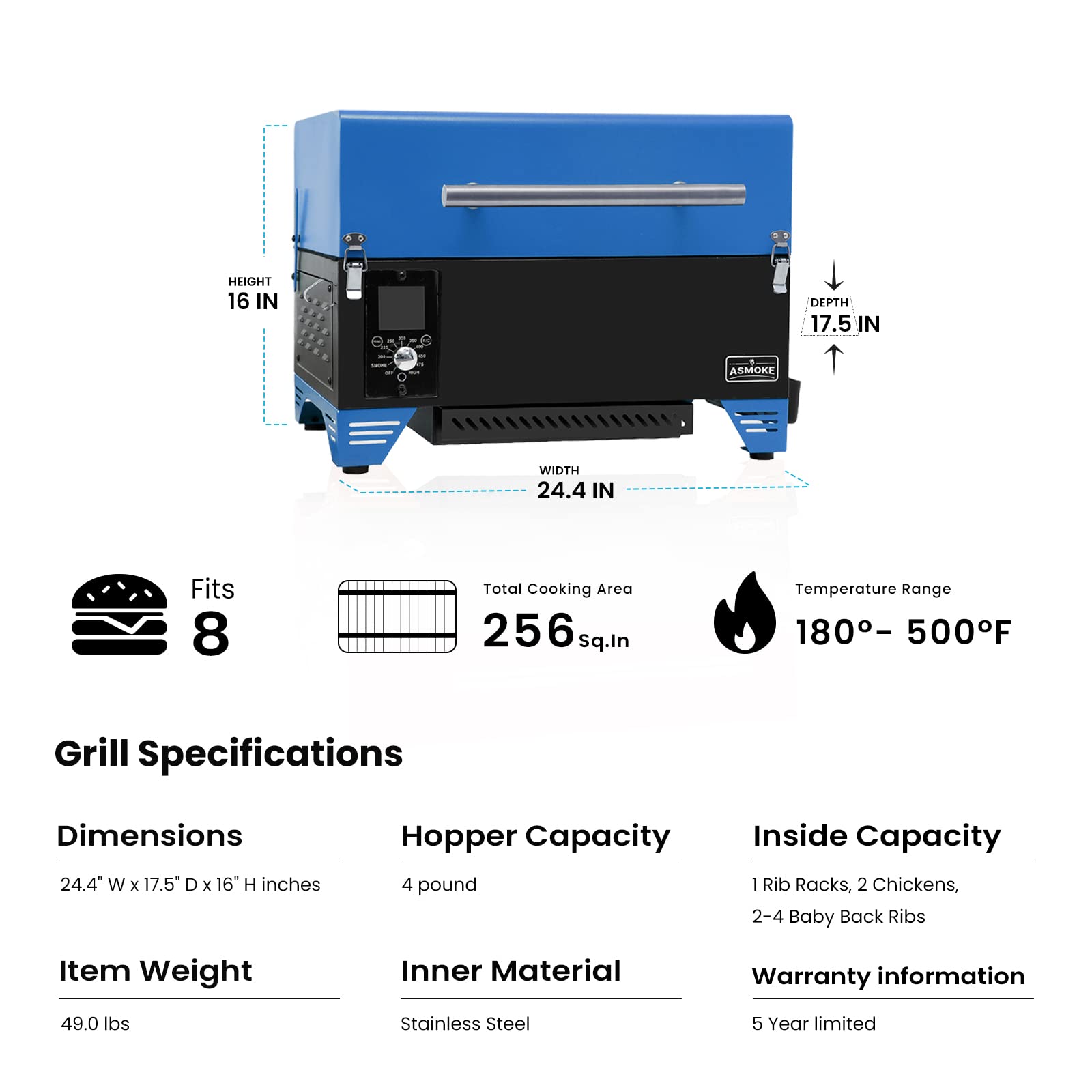 Amazon.co.jp: ASMOKE AS350 ポータブル ウッドペレット グリル