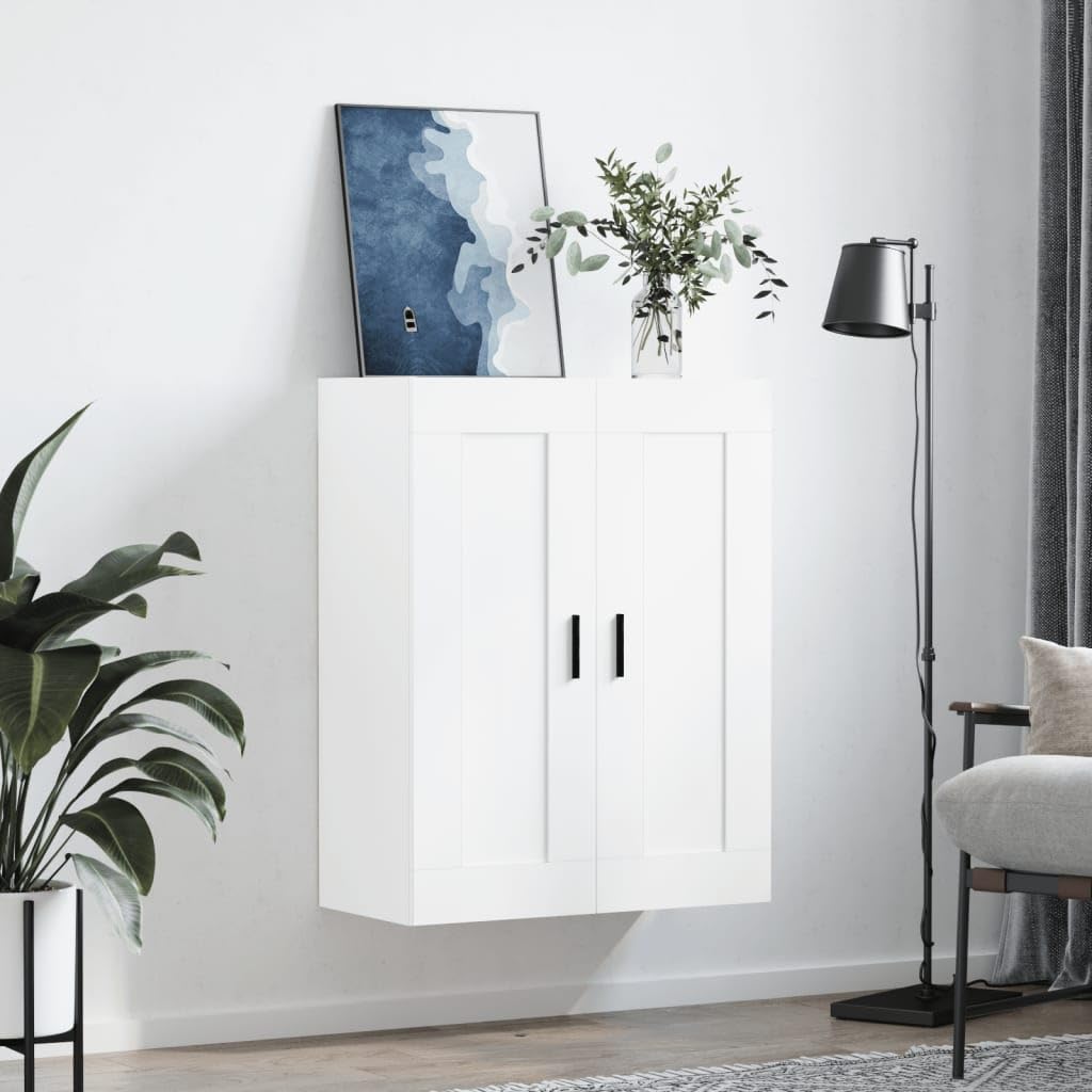 Armario de pared blanco 69,5 x 34 x 90 cm, material de madera, montaje en pared, espacio de almacenamiento versátil para salón, dormitorio, oficina, comedor, pasillo