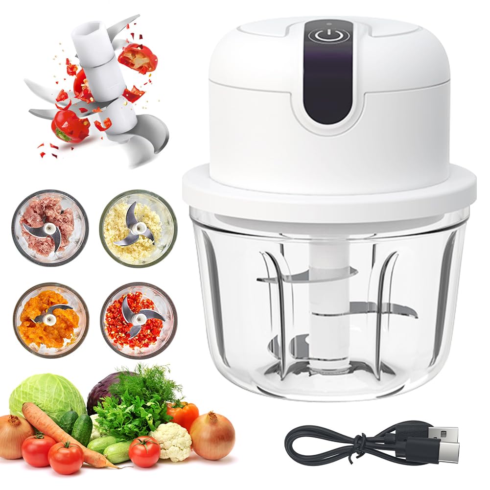 CEWROM Tritatutto elettrico da cucina, 350 ml, tritatutto elettrico, tritatutto per carne, cipolle, aglio