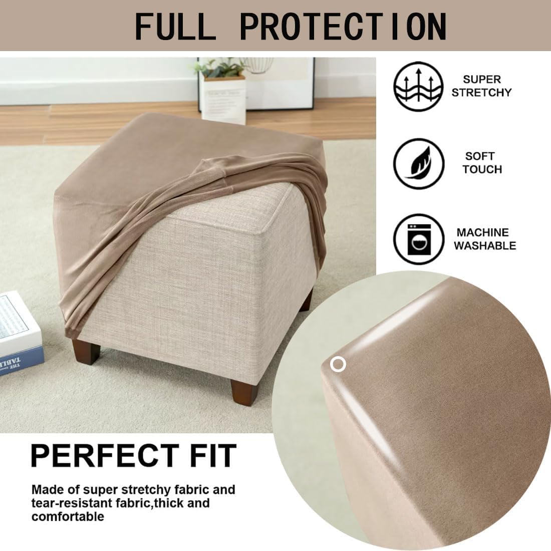 Sofa-Fußstützenbezüge und runder Ottomanenschutz, elastische Unterseite, Fußhocker-Schutz, Pelzbezüge für Ottomane, erhältlich in Farbe #16, verschiedene Größen