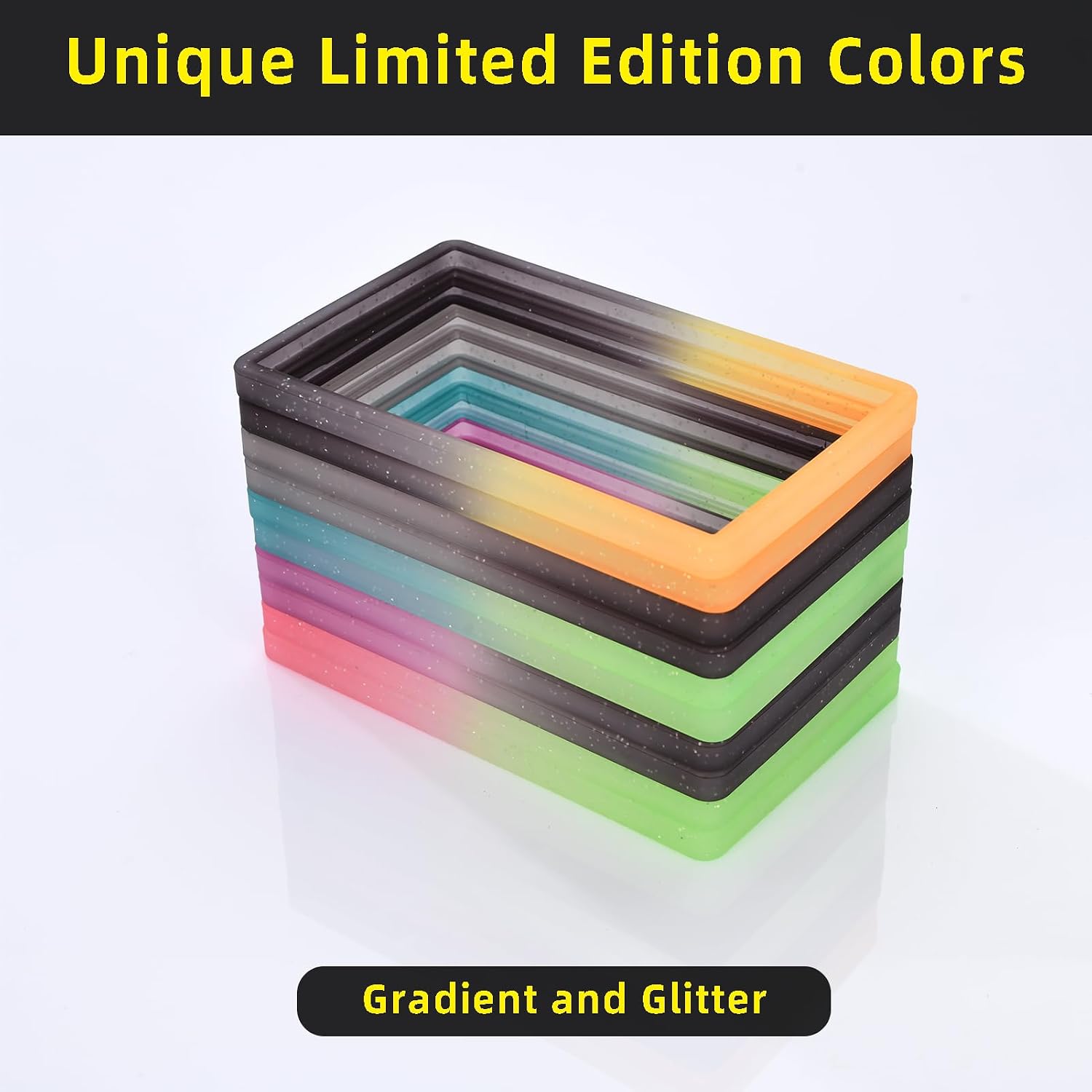 NAKIS Slab Guard for PSA Graded Cards, 2-Pack TPU Slab Protector Graded Guard Bumper Guard for PSA Graded Card Only, Gradient Color Glitter Limited Edition, Purple-Black image 2