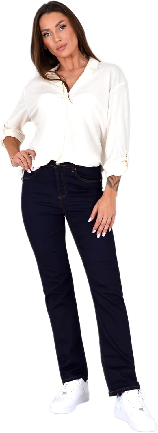Esra Straight Bein Jeans Frauen Stretch Jeans High Taille Women’s – Premium -Frauenjeans aus extra weicher Baumwolle