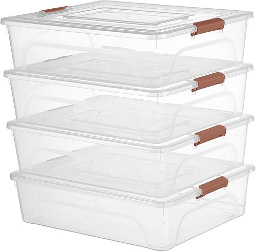 Miniatura 17 de novelinks Cajas de almacenamiento apilables transparentes con tapa Cajas organizadoras Contenedores organizadores de plástico duraderos para el