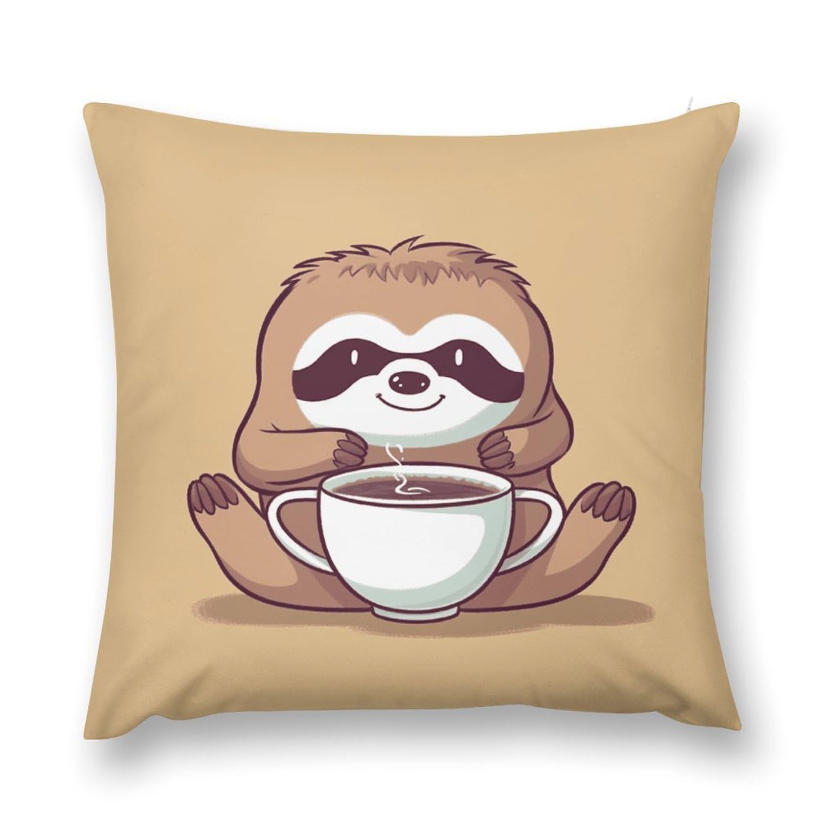 MUSM Yoga Sloth Coffee Throw Pillow Cover 20 "x20 Wrinkle&Fade Resistant Cozy Soft Plush Pillow Case Protector Double-Sided Personalized Pillowcase Pillow Shams Cushion Cover for Home
