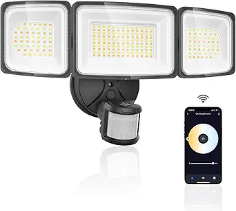 Onforu 100W 9000LM Smart LED Security Flood Light with Motion Sensor, WiFi & APP Control, Adjustable Color Temperature, IP65 Waterproof, Black