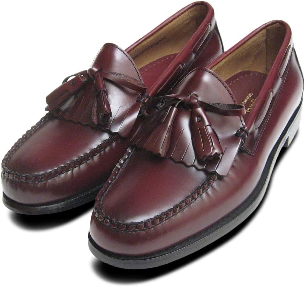 Bass WeejunsBurgundy Wine Polished Formal Fringe & Tassel Loafers Mens UK 10