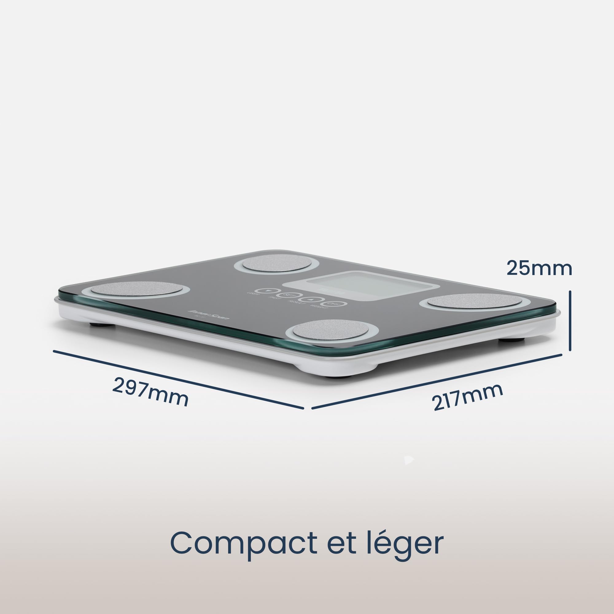 TANITA BC-731 Moniteur de Composition Corporelle Compact en Verre à Innerscan Écran LCD Facile à Lire 10 Mesures Noir