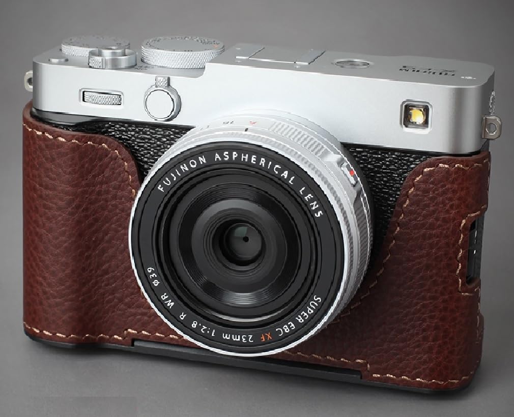 LIM'S Genuine Leather Camera Half Case & Dovetail Plate for Fuji X-E5 XE5 Case Cover [Brown]