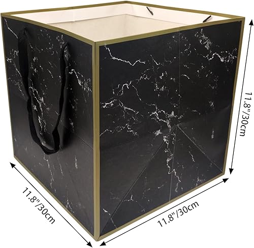 Miniatura 2 de RUIFYRAY Bolsa de regalo grande, cajas grandes cuadradas reutilizables de 11.8 pulgadas con asa, para bodas, cumpleaños, regalos, día del padre,