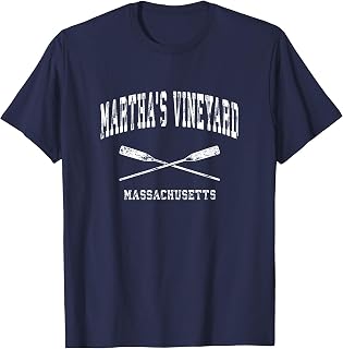 Martha's Vineyard Massachusetts Vintage Nautical Crossed Oar T-Shirt