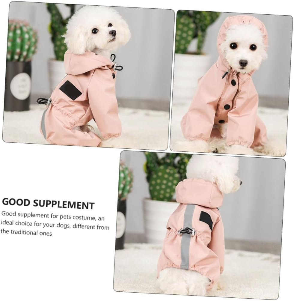 Reflective Waterproof Dog Raincoat Breathable Pet Jacket with Hood Pink Small for Puppies and Small Dogs