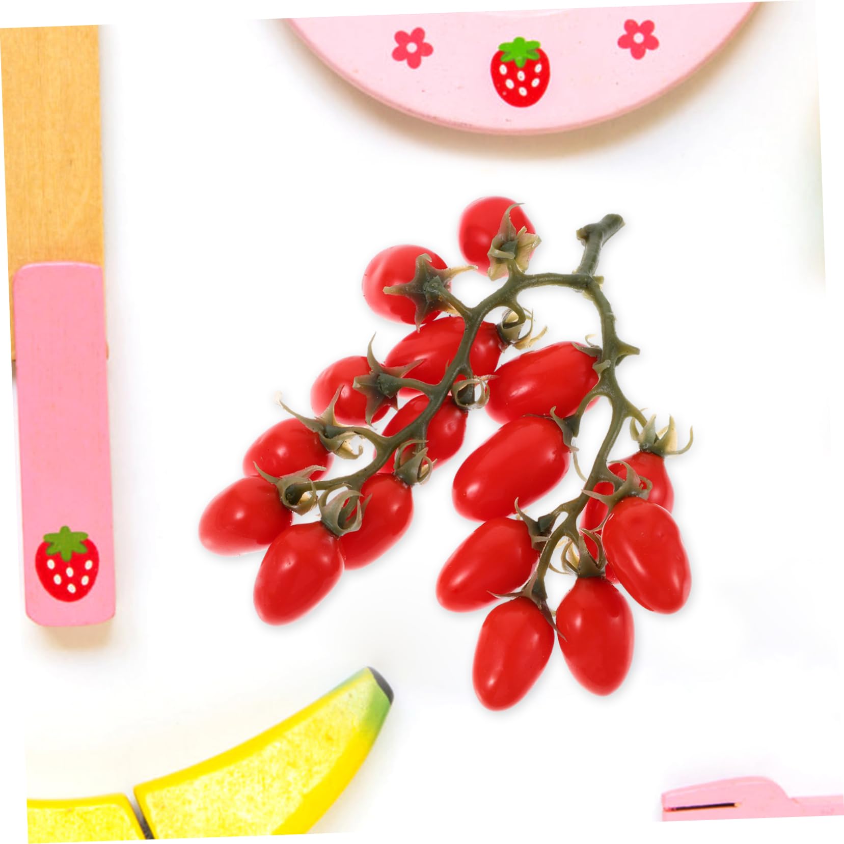 MAGICLULU 4 Pièces Accessoires De Tomates Cerises Fausses Tomates Cerises Ornent Accessoire Photo De Fruits Faux Fruits Tomate Artificielle Fausses Tomates pour La Déco Plastique