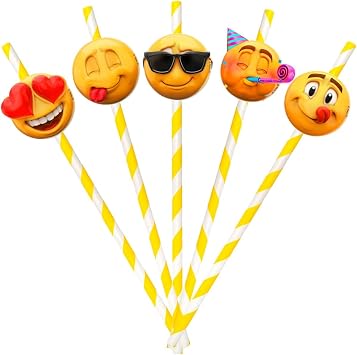 10 PCS NEWMOJI Faces Party Straws - Sip and Express with Fun Emojis!