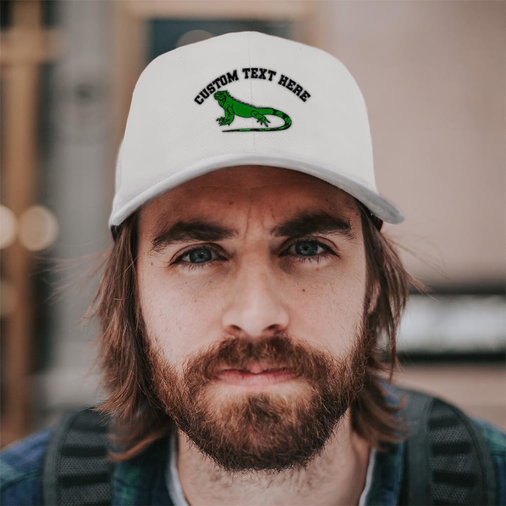 Custom Baseball Caps for Men & Women Embroidered Animal Wildlife Fish Reptile Lizard Iguana Acrylic