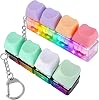 2 Pcs Mini Keyboard Fidget Toy Light Up, Portable 4 Button Clicky Keyboard Fidget Toy with Keychain for Relief Stress, Decompression Toys for Adults