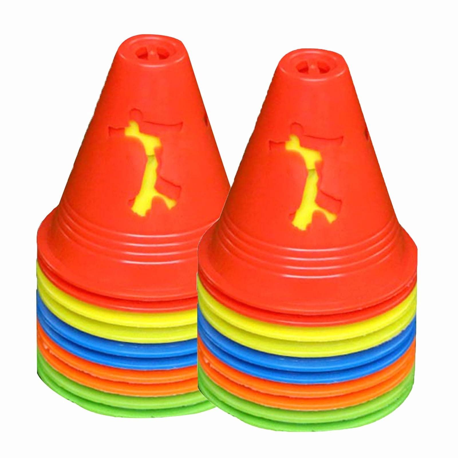 Plastikowe pachołki do treningu zwinności, używane do piłki nożnej dla dzieci, bloczków, koszykówki, stożki do znaczników zwinności (kolor: styl 1, rozmiar: 20 szt.)