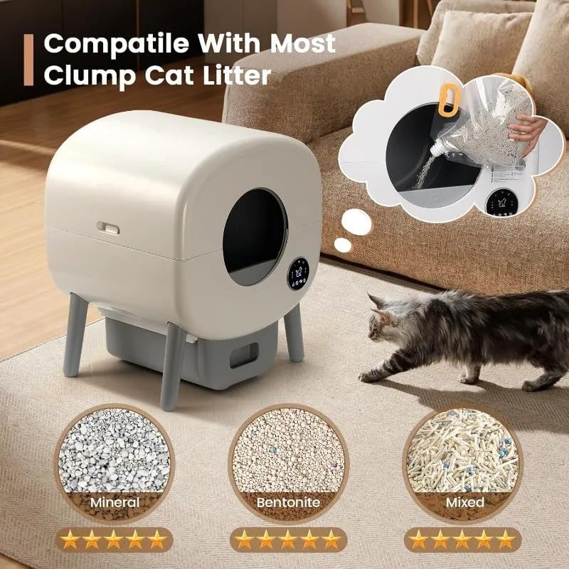 Self-Cleaning Cat Litter Box – Extra-Large Automatic Litter Box for Multiple Cats, Odor-Controlled with App Support and Ambient Light