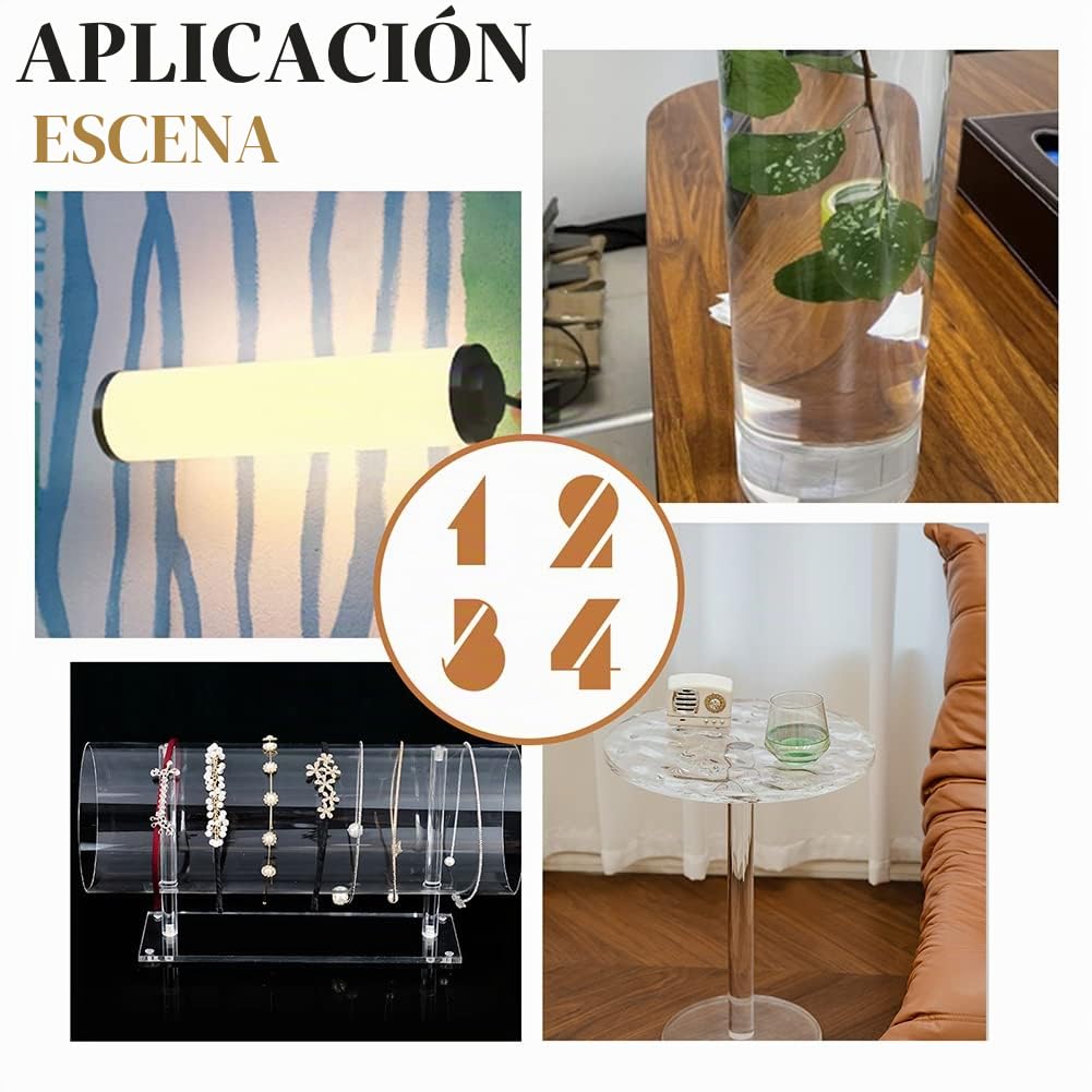 OLYCRAFT Tubo redondo de acrílico transparente 305 x 90 mm manualidades lámparas acuario