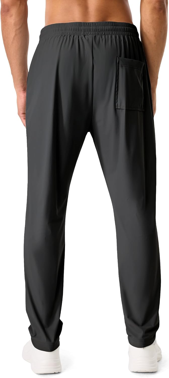 Men's Sweatpants Running Gym Workout Jogging Quick Dry Stretch | Deep Pockets Open Bottom Lightweight Breathable Elastic Drawstring Waistband Athletic Pants