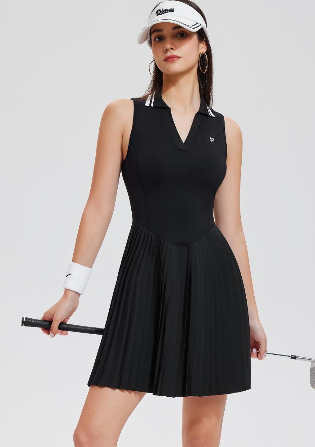 AFZ Women Pleated Golf Collared Dress Color Block V Neck Polo Tennis Athletic Pickleball Outfits - Image 5