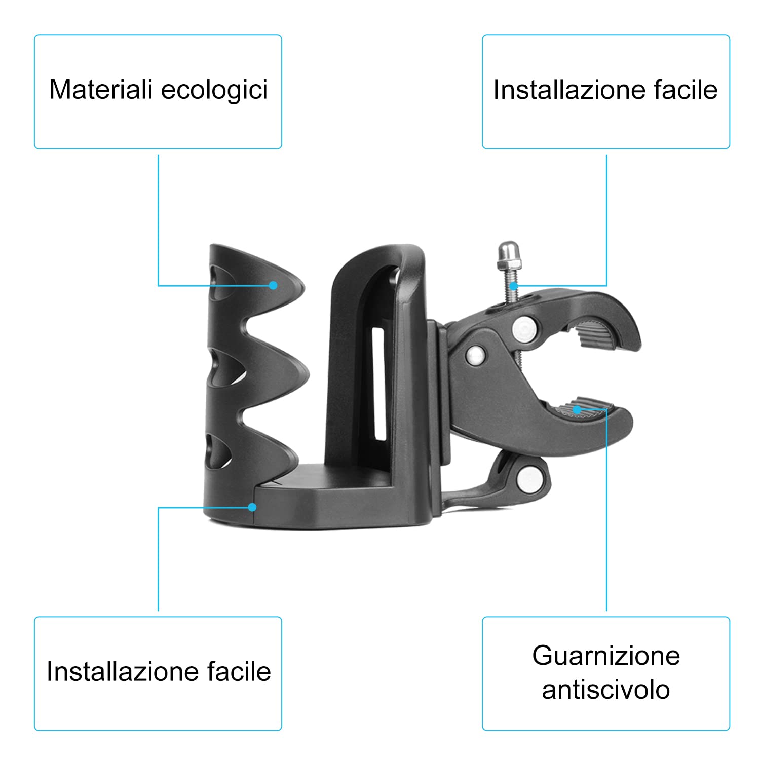 Portabicchieri Universale 360&deg; - Per Passeggini, Bici E Sedie A Rotelle