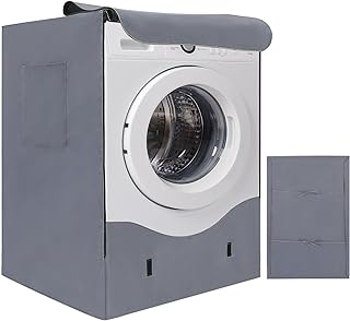 HAUSPROFI Funda Lavadora Exterior Impermeable 60 * 64 * 85cm, Fundas Lavadora Carga Frontal 420D, Fundas Secadoras Exterior con Recubrimiento Plata de Doble Cara, Funda Secadora Impermeable - Gris