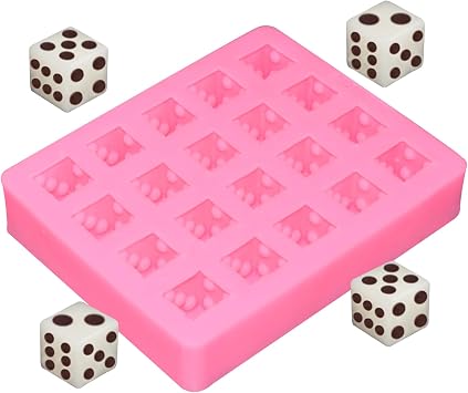 20-Caivity Square Dice Silicone Fondant Mold 20-3D Dice Chocolate Candy Mold Dice Silicone Polymer Clay Mold for Baking DIY Craft Tools