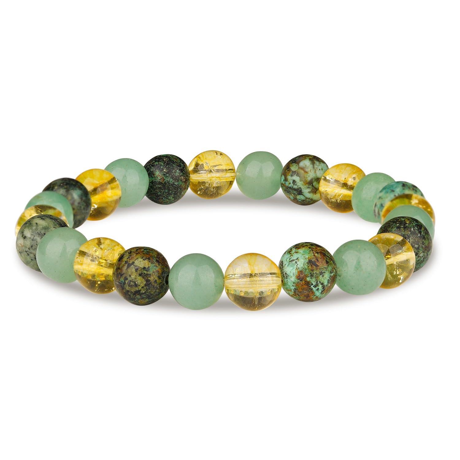 Photo 1 of Crystal Vibe Extra Strength Wealth Bracelet - Money Bracelet for Prosperity - Citrine, Green Aventurine and African Turquoise Beaded Bracelet for Women Men - Adjustable Size