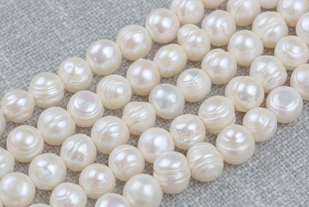 Adabele 28 Inch Real Natural Potato Round White Freshwater Cultured Pearl Loose Beads 7-8mm for Jewelry Craft Making FP4-78