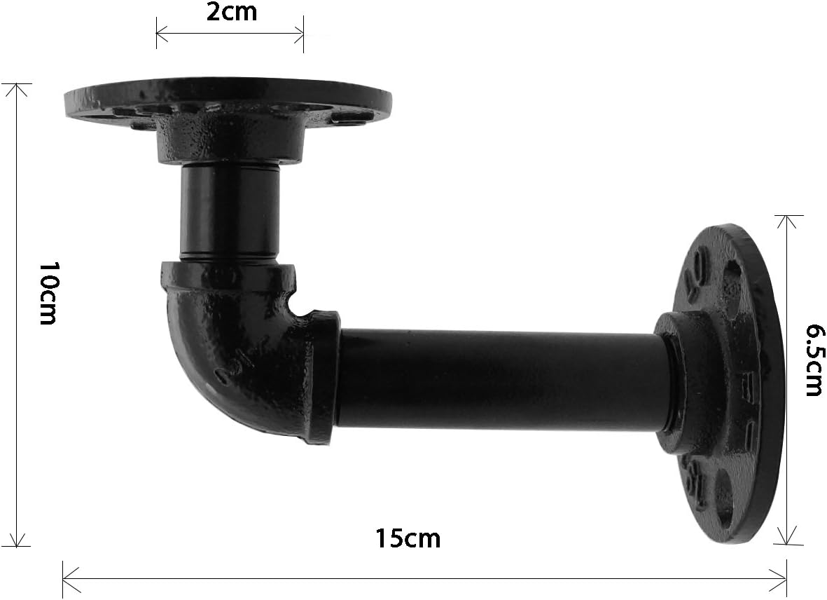 MINCORD 4Pcs Pipe Bracket - Industrial DIY L Black Iron Pipe Shelf Bracket Wall Mounted Wood Floating Shelf - Rustic Pipe Decor for Farmhouse Shelving Hardware Heavy Duty