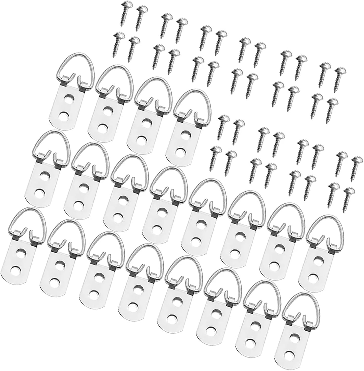 Picture Hanging Kit 20pcs D Hooks Picture Hanging Hardware Wall Hangers Thick Metal Picture Frame Mounting Kit Clock Hardware for Hanging