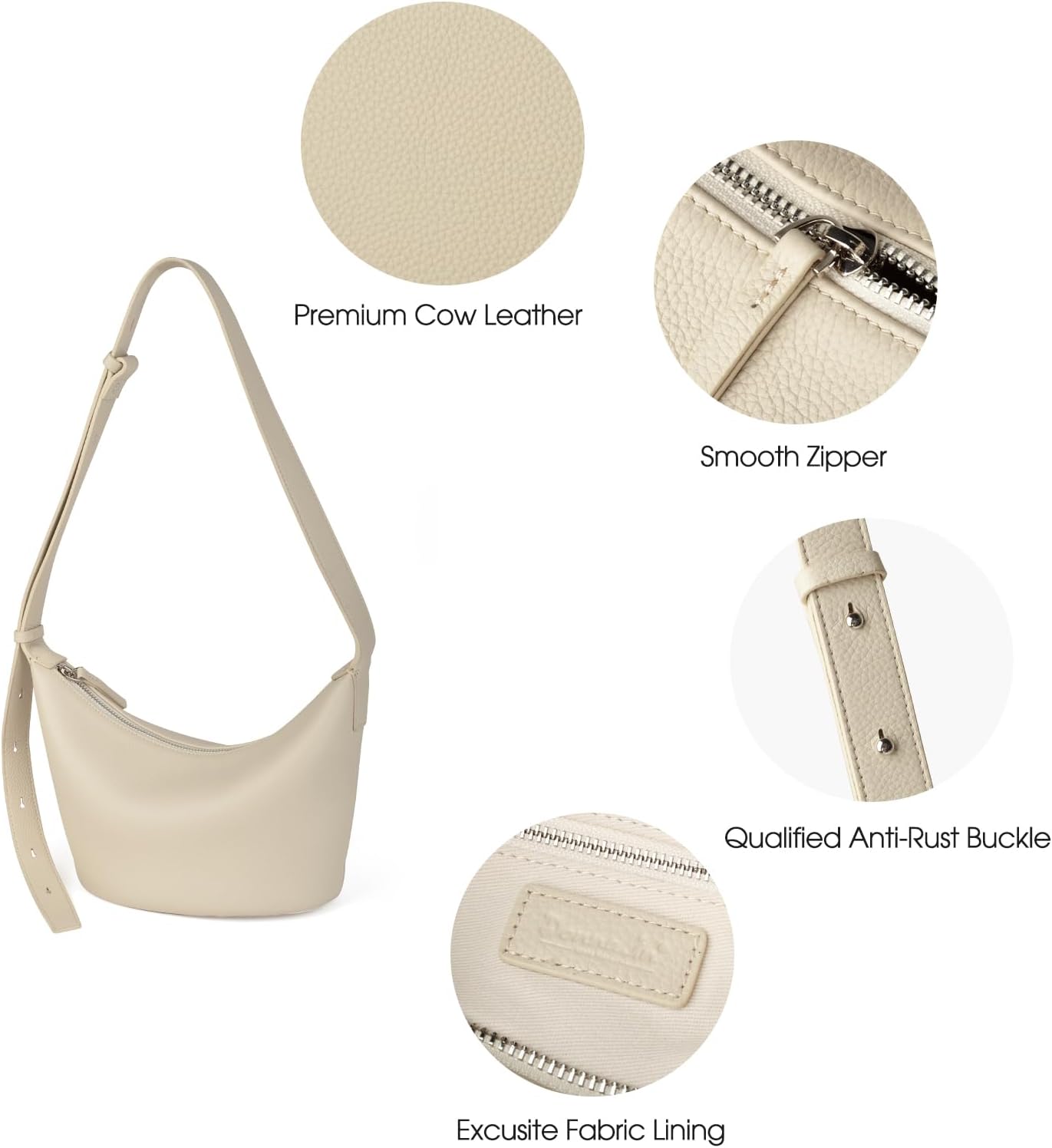 DONNAIN Premium Full Grained Leather Bucket Crossbody Bags, Small Top-Handle Handbags and Crescent Hobo Bag for Women