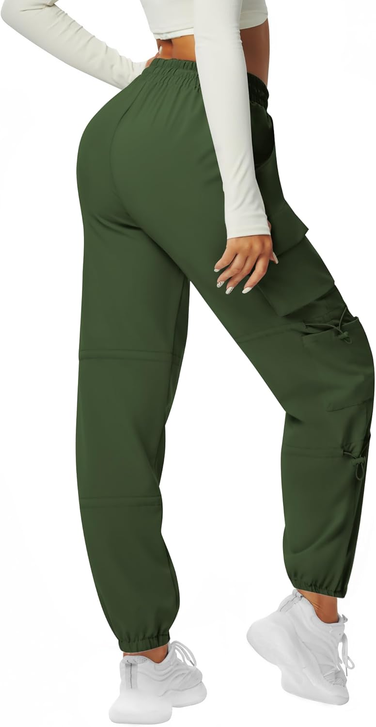 Quick Dry Cargo Pants Lightweight Tactical Hiking Pants with 6 Pockets for Women, Elastic Waist and Water Resistant - Image 4