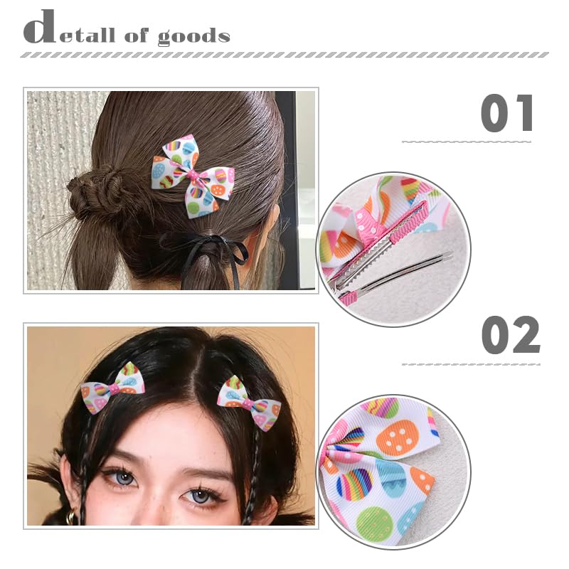 Pinzas para el cabello con moño rosa para Pascua, accesorios lindos para niñas y mujeres, juego de 3 piezas miniatura 4