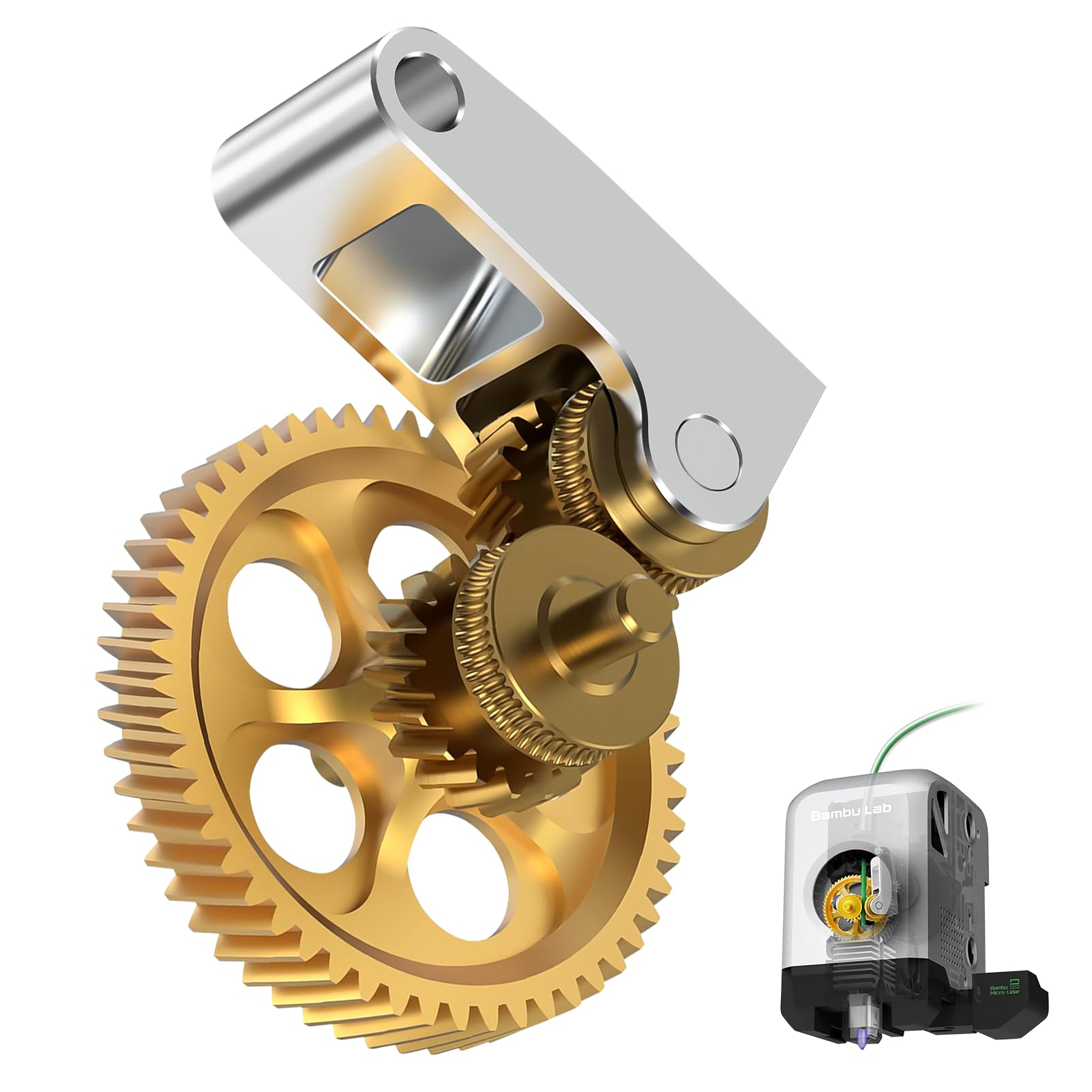 Panda Claw Upgraded Extruder Brass Gear for Bambu-Lab P1P/P1S/X1C/X1E 3D Printers,Golden RNC Nano-Coated Extruder Gear-image-14