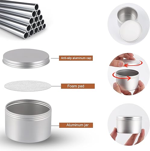 Miniatura 10 de OBKJJ Tarros de vela negros de 7 onzas, latas mate de 42 unidades, recipientes de metal para velas con tapas, recipientes para velas a granel para