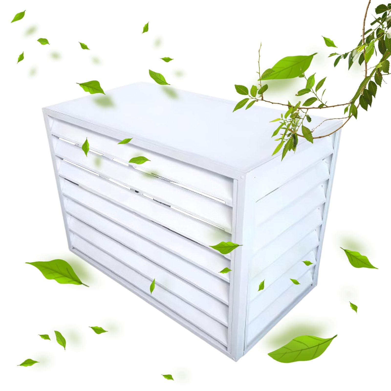 QYMYOZ Outdoor Fence for Air Conditioners - 4 Panel Anti-Theft Cover, White 100cm, Ideal for Plant Stands and Garden Privacy Solutions