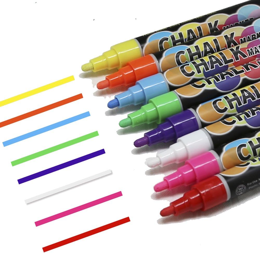 Chalk Marker Pens Erasable Liquid Chalk Markers for Chalkboard,Glass Window.Markers Dustless Non-Toxic,Odor-free.Wet and Dry Erase, Kid's Drawing,Chalks Safe & Easy to Use,Great for All Ages