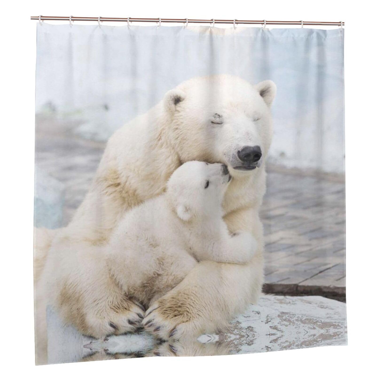 Rideau de douche imperméable contre les fuites d'eau avec motif ours polaire pour grand bac