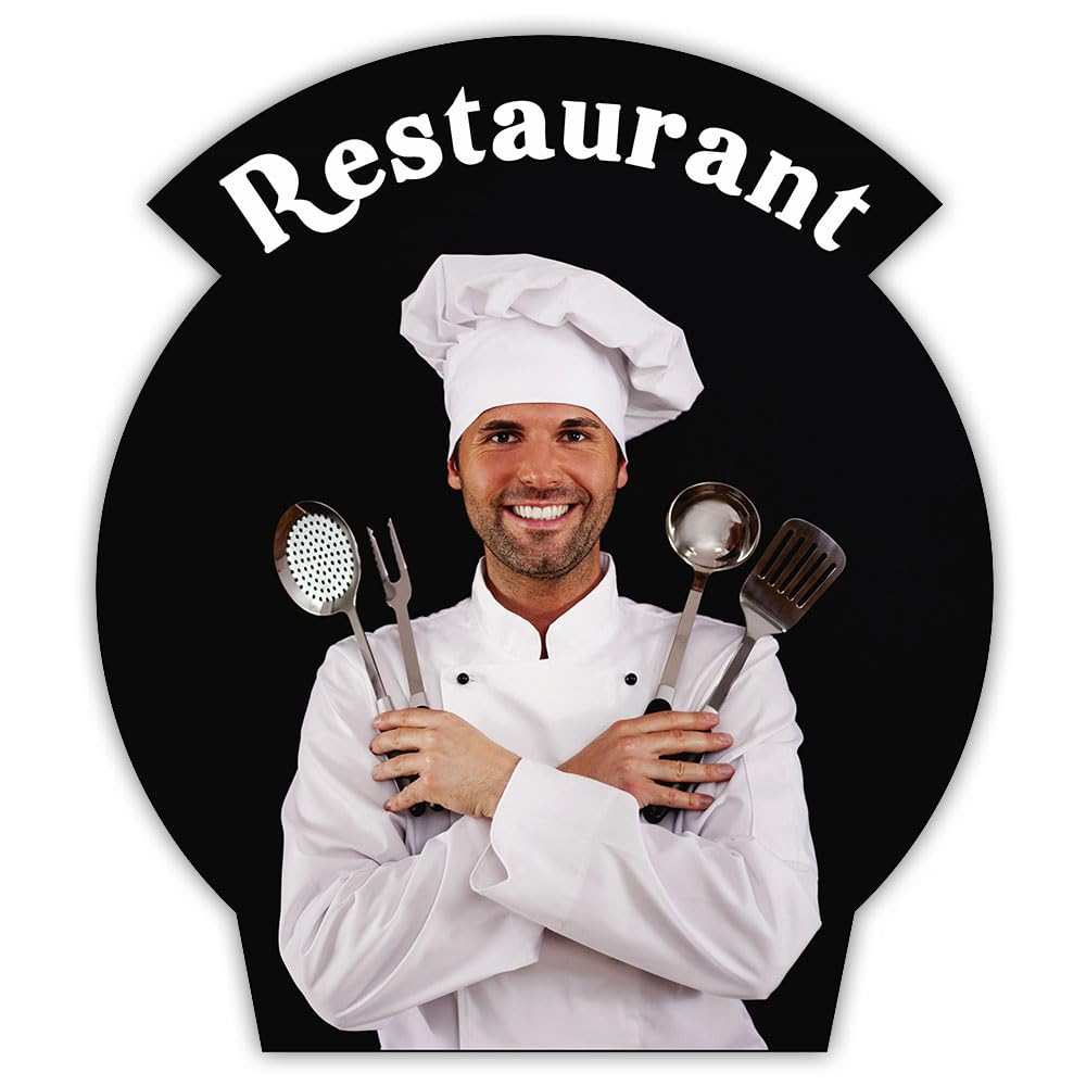 Dwustronny potykacz reklamowy 190 x 74 cm, wodoodporna tablica z ABS w brązowej ramie drewnianej do kawiarni, pizzerii i restauracji (15. Kucharz restauracyjny)