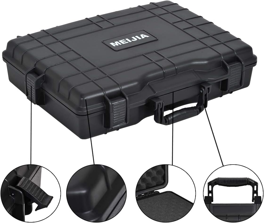 MEIJIA Waterproof Hard Camera Case,Hard Laptop Case,Hard Case with Customized Fit Foam Included, Elegant Black,Fit for computers,camera,lens (21.62"X17.25"X4.87") - Image 2